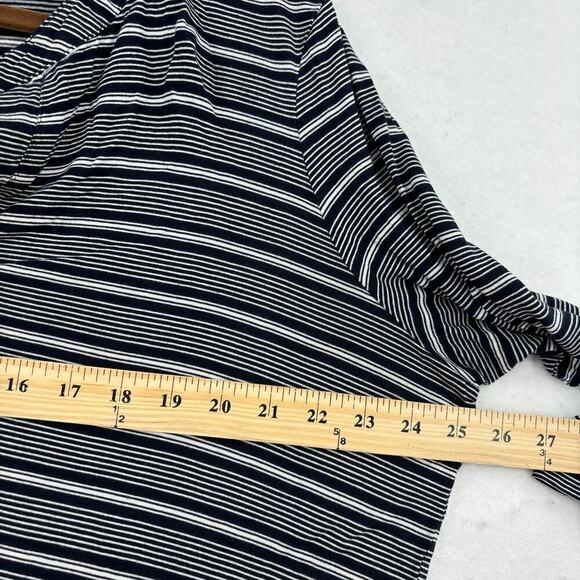 T by Talbots Knit Blouse Top Size 2X Petite Black White Stripe Elbow Sleeve Tee - Picture 6 of 10
